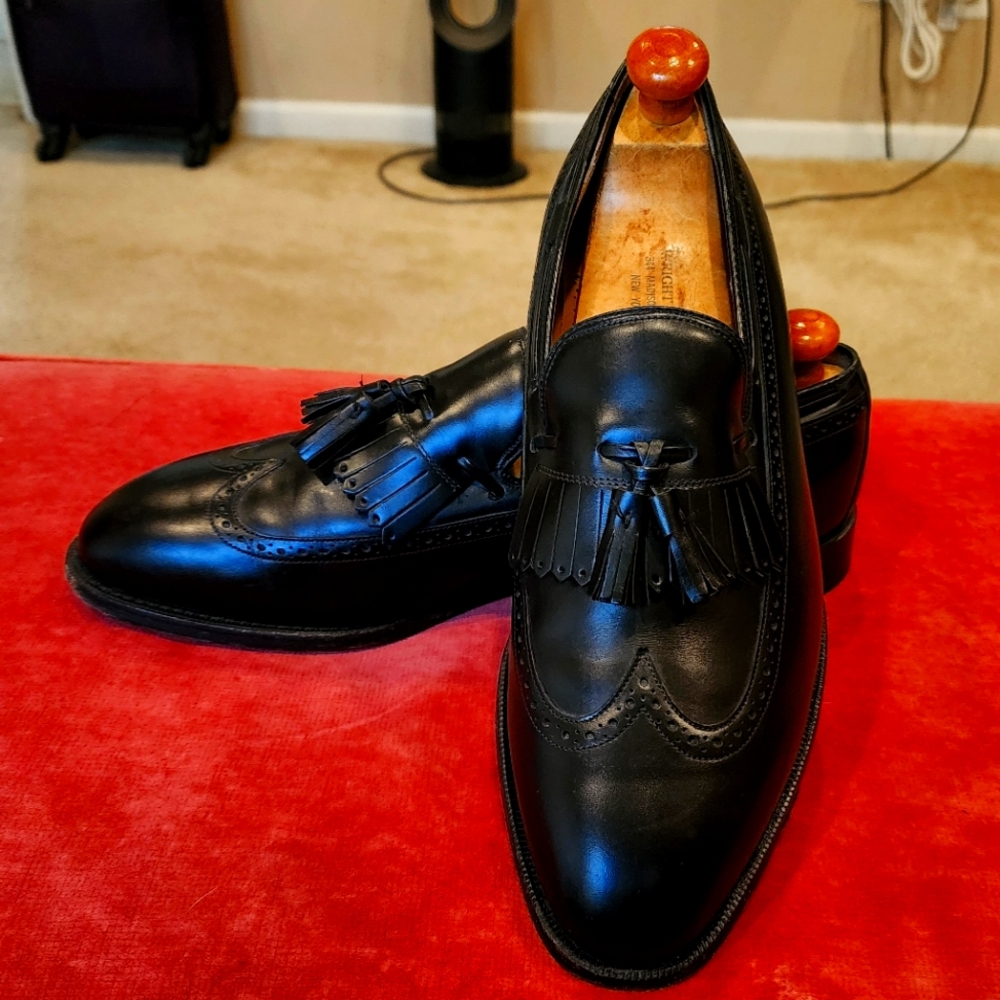 Johnston and Murphy Aristocraft Black Leather Size 9.5E Slip On Dress Shoes